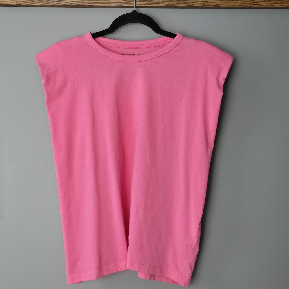 French Connection Pink Shoulder Pad Muscle Tee. Size Medium